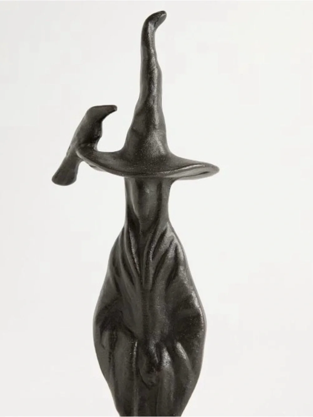 Pottery Barn Sculptured Bronze Black Witch With Raven Figurine New In Box 🐦‍⬛